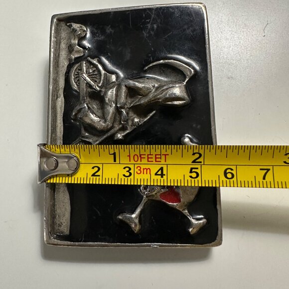 VTG 1978 Instyle #1227 Grimm Reaper Skull Cycle silver tone 3.25 x 2.25” buckle - Picture 5 of 5